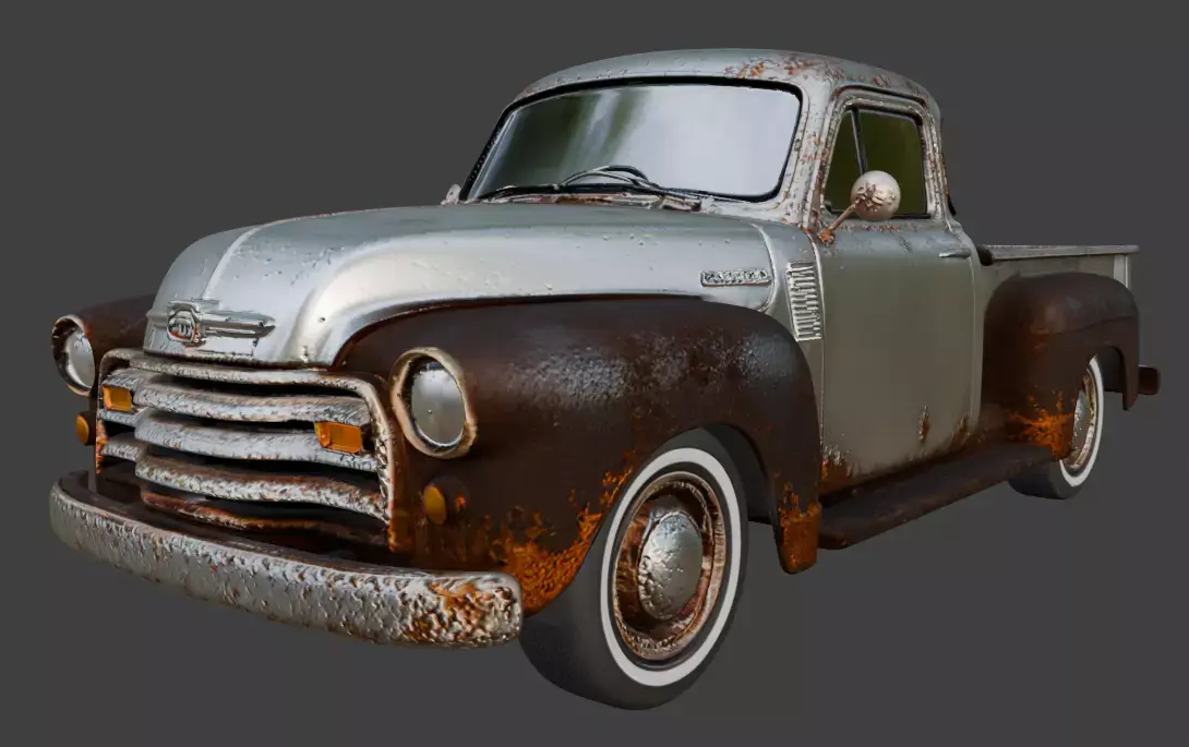 Vintage Rusty Pickup Truck 3D Model 3D model 34