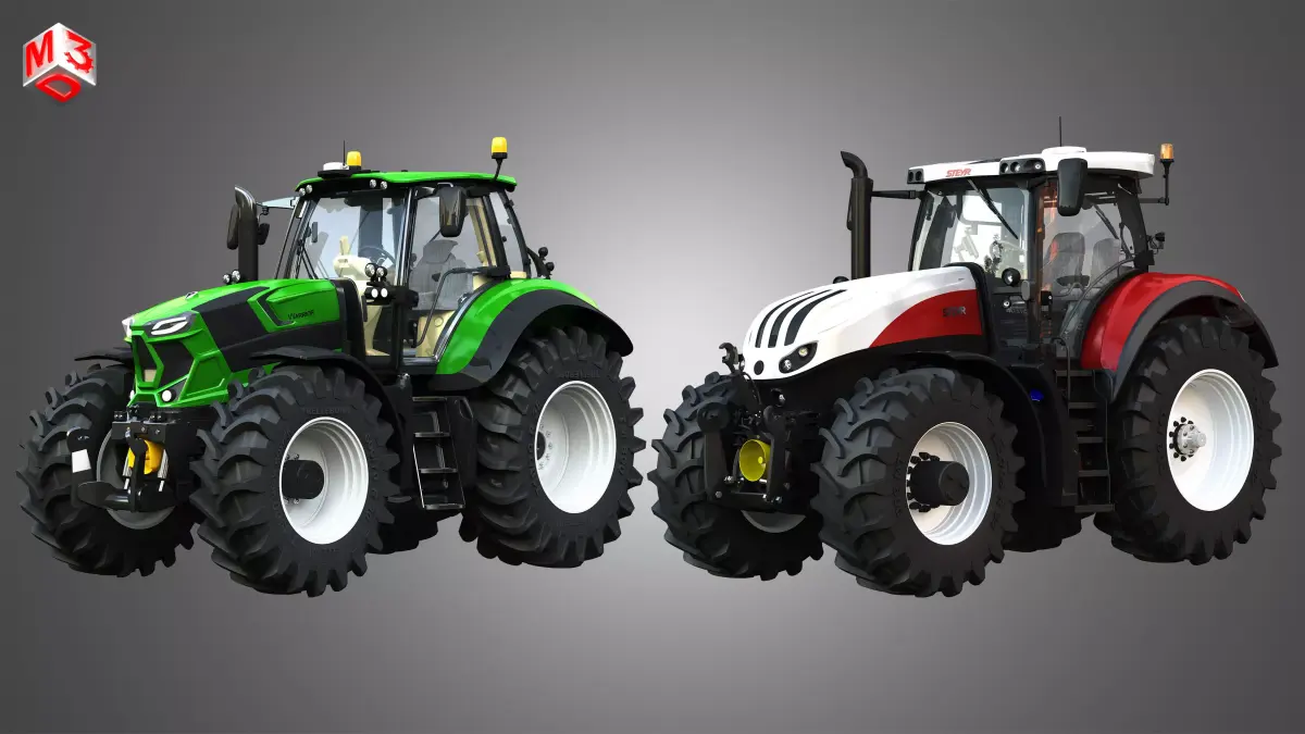 Deutz Fahr - Steyr Terrus Tractors - 2 in 1 3D Model Pack