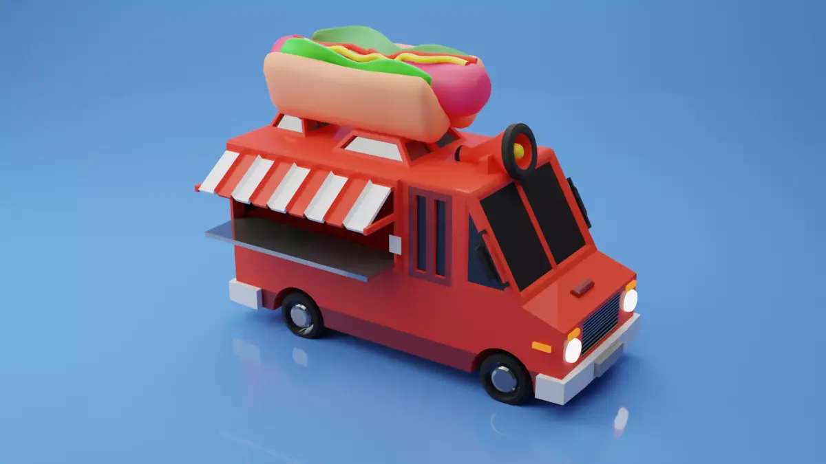 Low-poly Food Truck Model 3D model