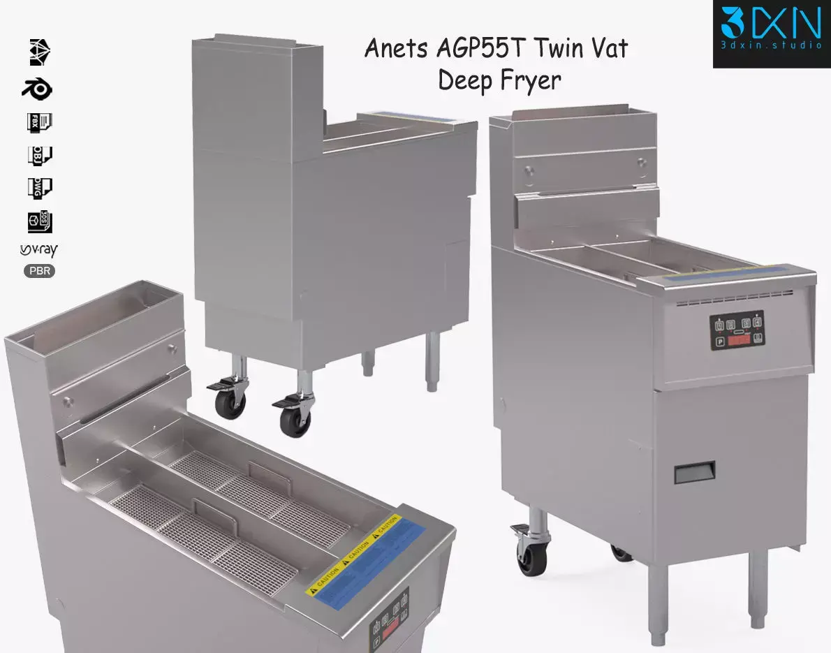Anets AGP55T Twin Vat  Deep Fryer 3D model