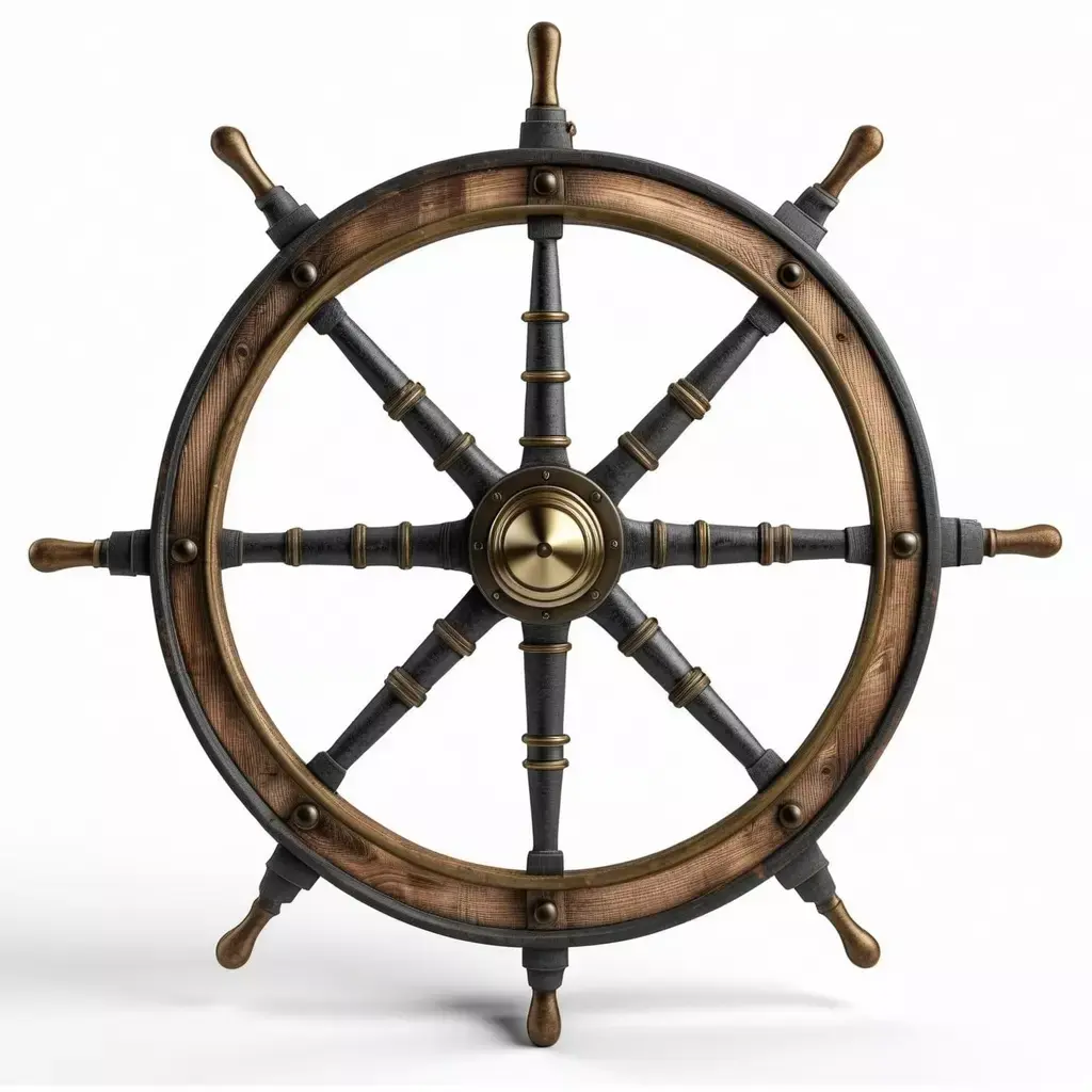 Weathered Wooden Ships Wheel 3D model