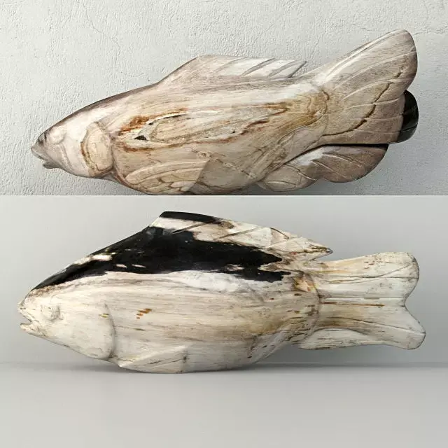 Hand Carved Petrified Wood Koi Fish 2 3D model