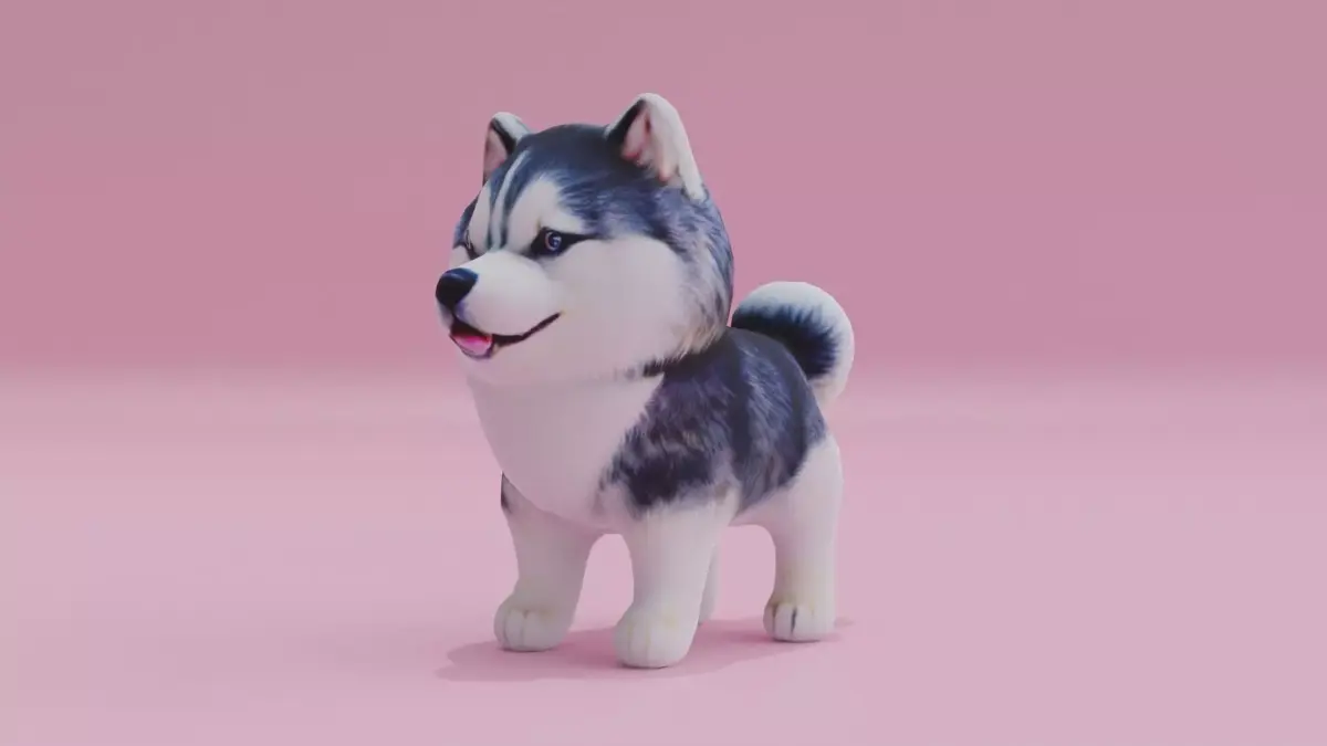 Malamute Alaskan Husky Dog Toy Low High Poly Low-poly 3D model