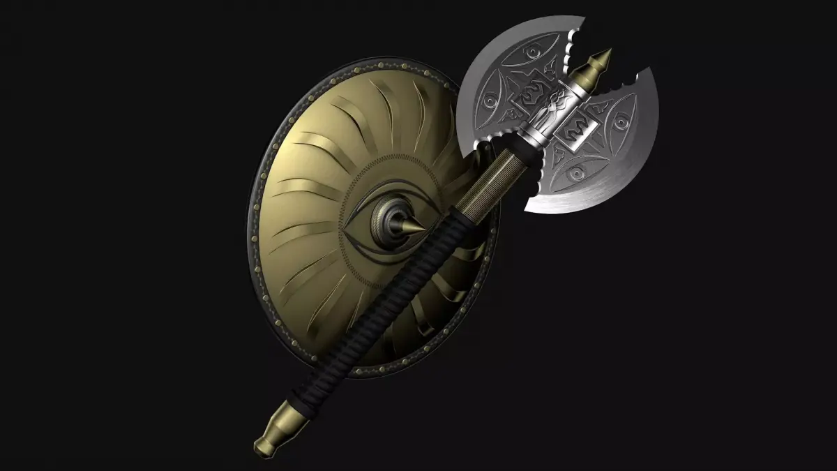 Shield and axe eye vengeance 3D model