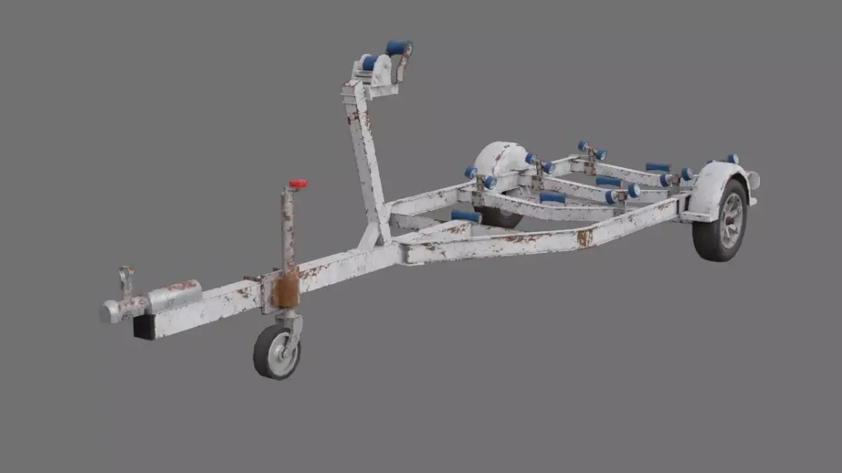 Boat Trailer 1B Low-poly 3D model
