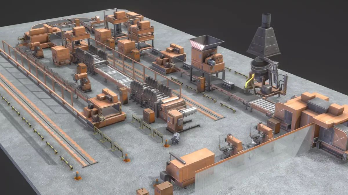 Industrial Factory Equipment Low-poly 3D model