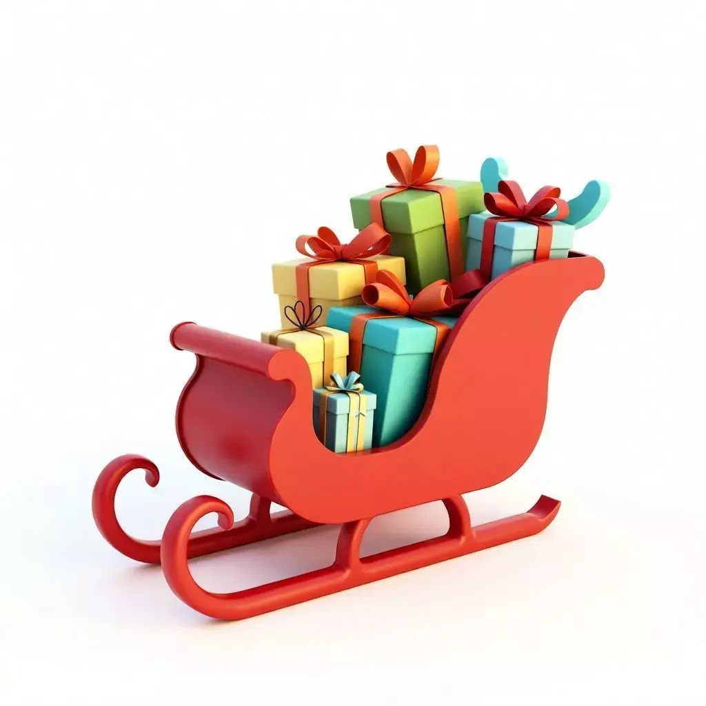 Stylized Santa Claus Sleigh 3D Model Low-poly 3D model