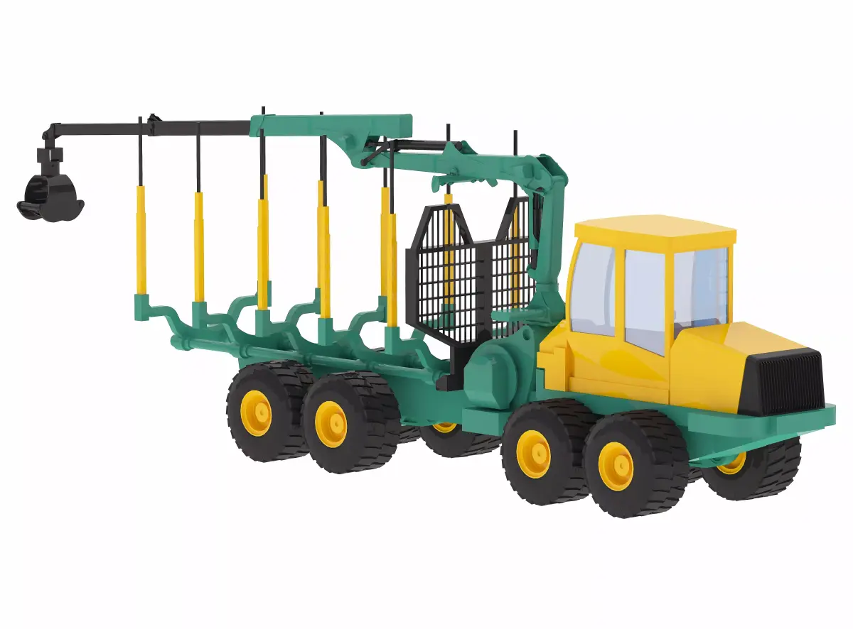 Harvester Forestry Crane Forwarder M208F Low-poly 3D model