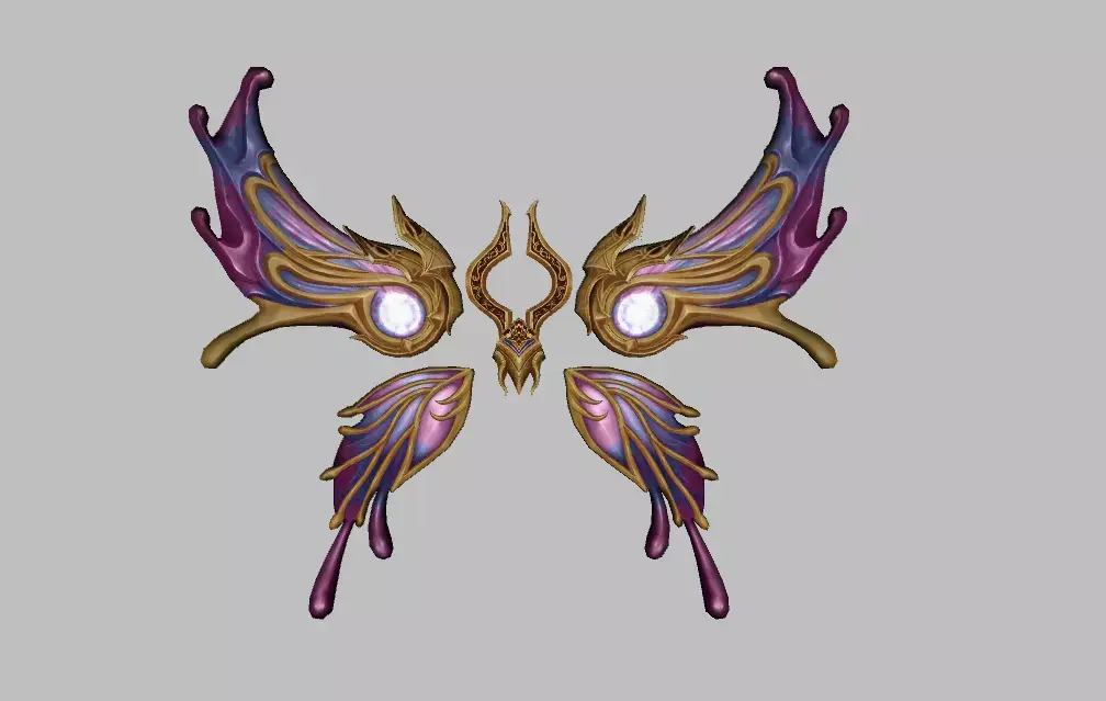 Purple Golden Wing Low-poly 3D model