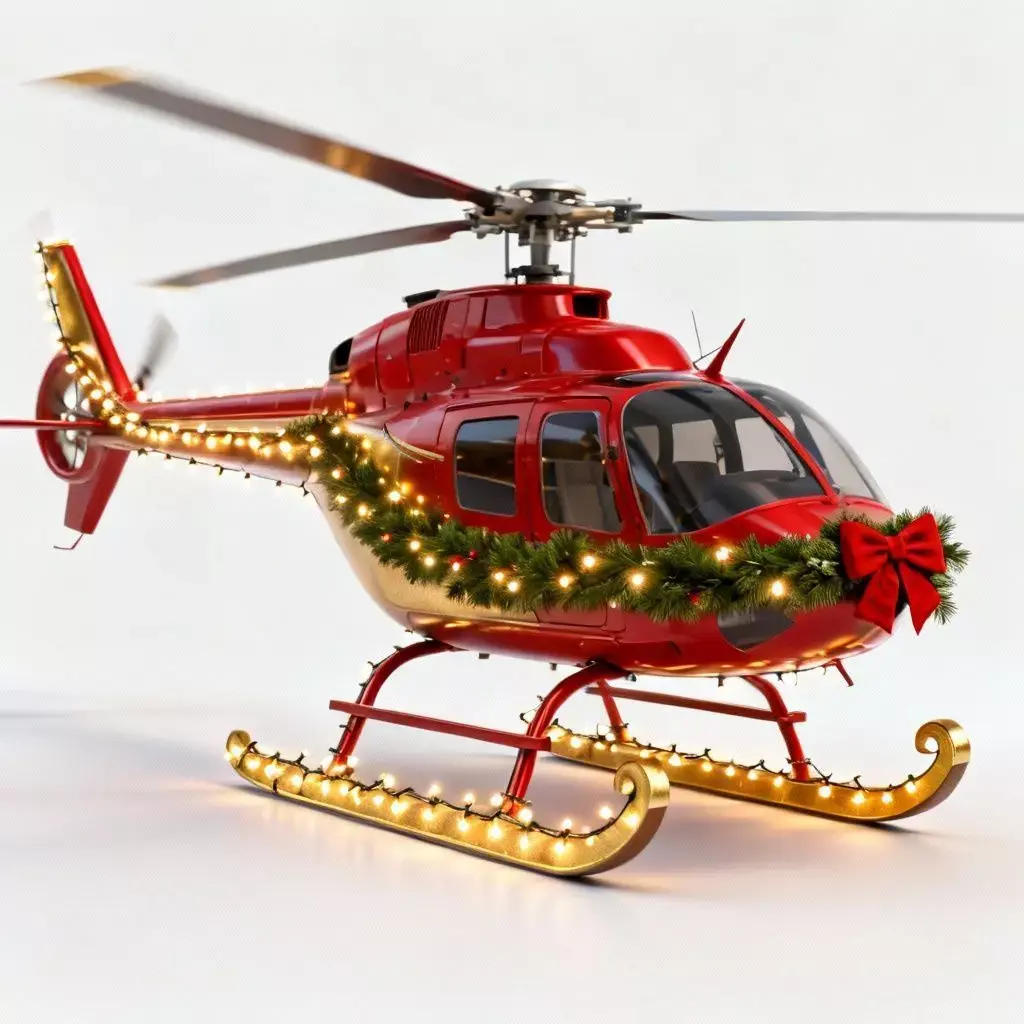 Luxury Christmas Helicopter 3D Model - Festive Sleigh Chopper Low-poly 3D model