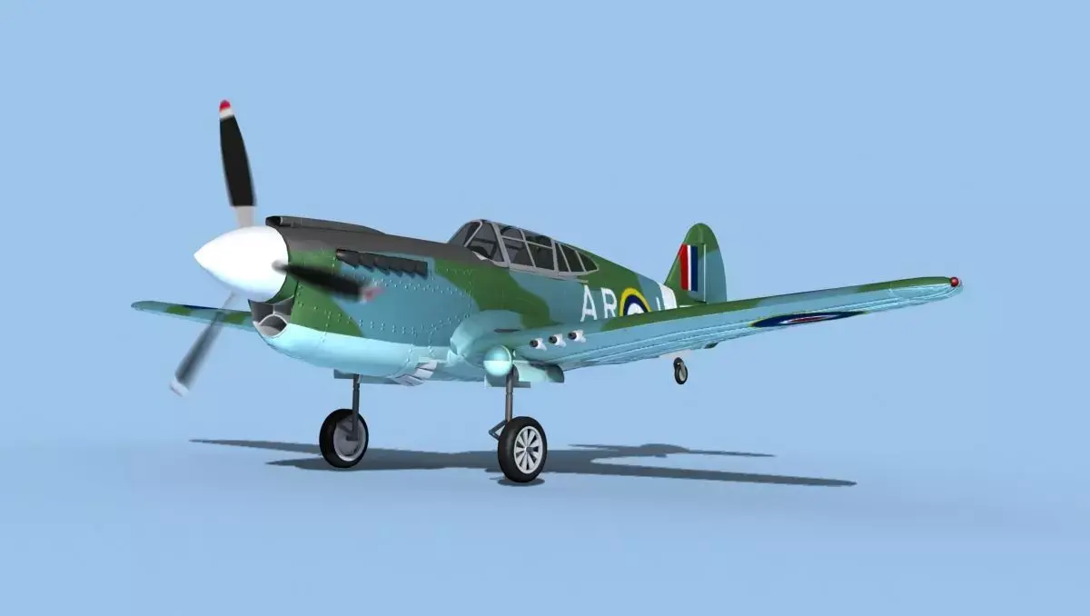 Curtiss P-40F Tomahawk V06 RAF 3D model