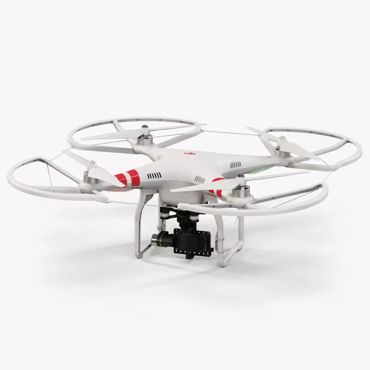 DJI Phantom 2 Quadcopter with Prop Guard and gimbal GoPro HERO4 Low-poly 3D model