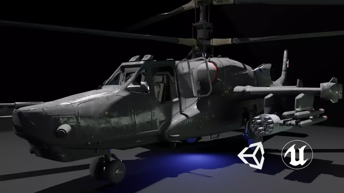 Ka-50-Black-Shark military helicopter Low-poly 3D model
