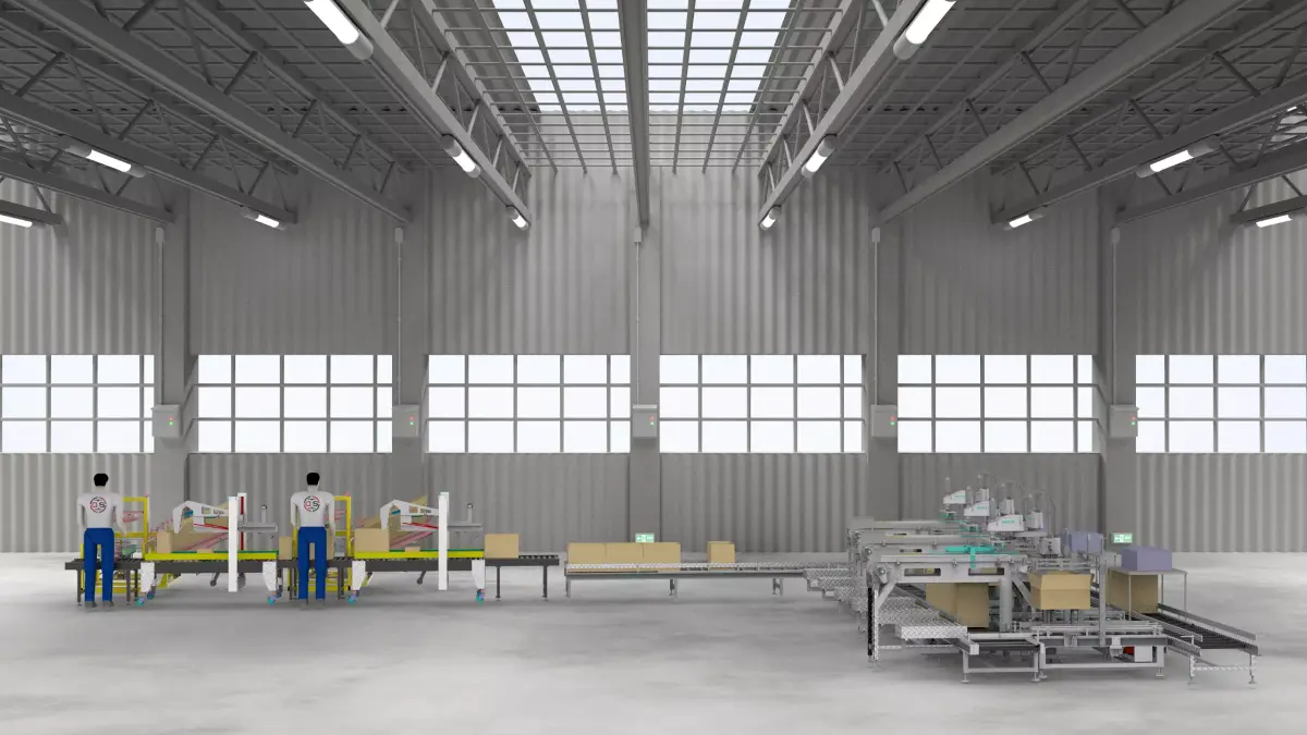 Food unpacking and packing machine conveyor 3D model