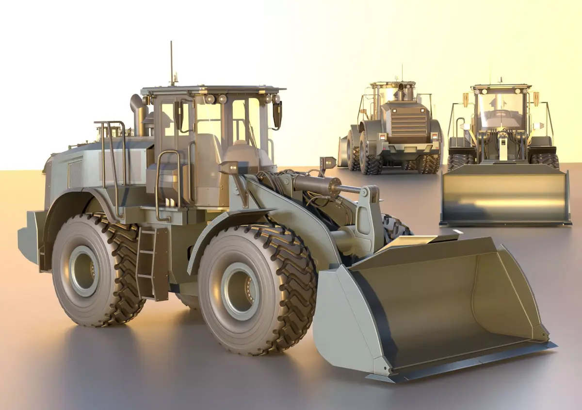 Wheel Loader Gray Blue Low-poly 3D model