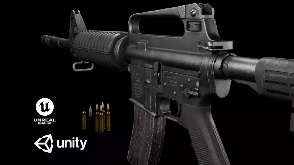 Assault Rifle M4 AR15 carbine game ready  Low-poly 3D model