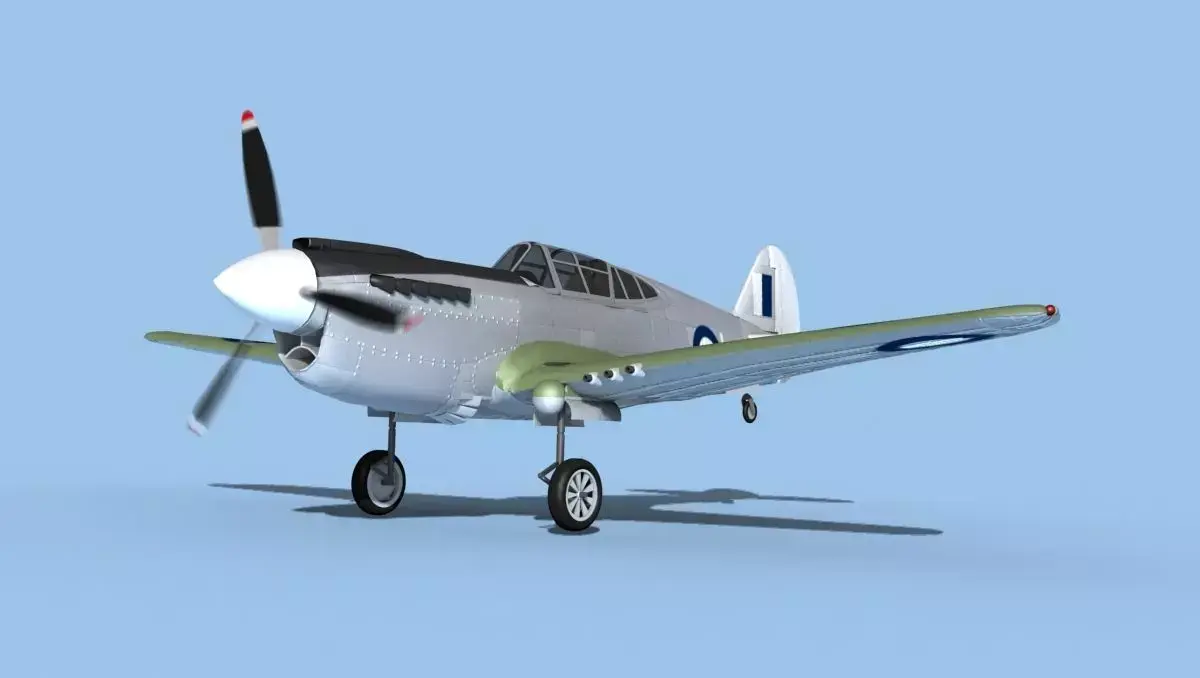 Curtiss P-40F Tomahawk V10 RAAF 3D model