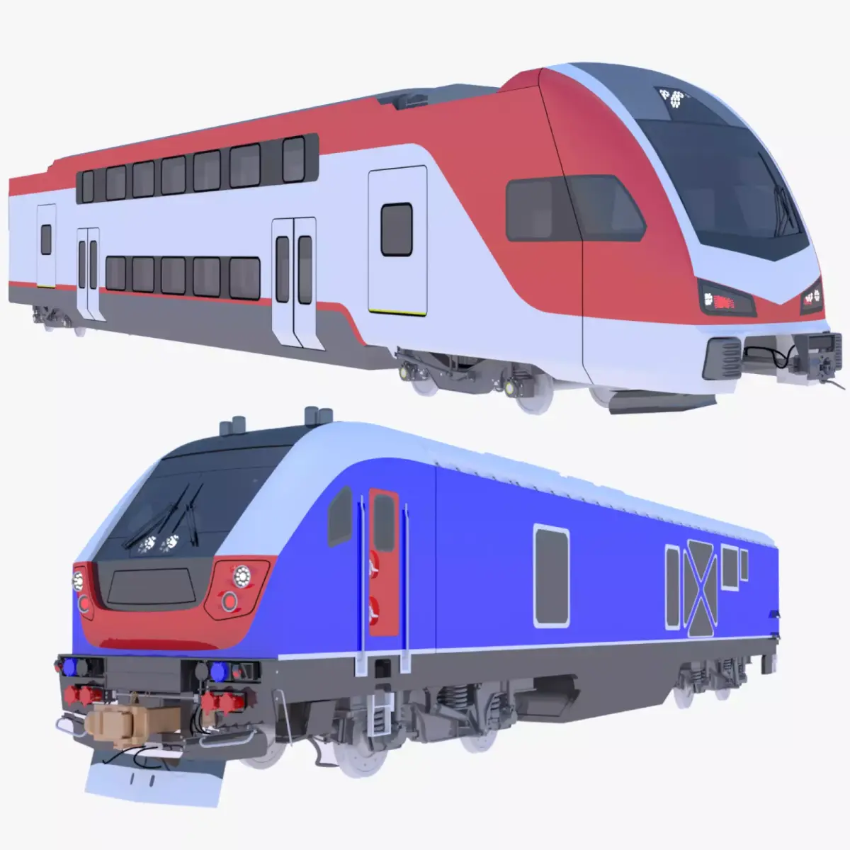 American train and locomotive 3D Model Pack