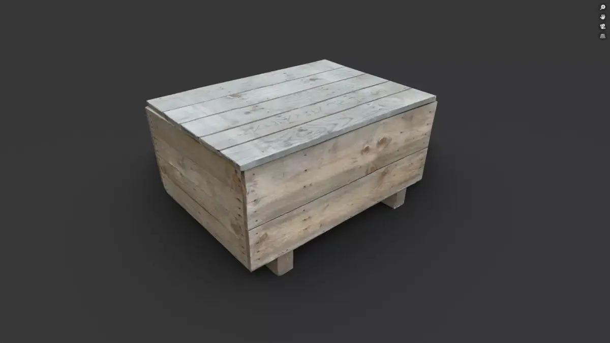 wooden box Low-poly 3D model 2