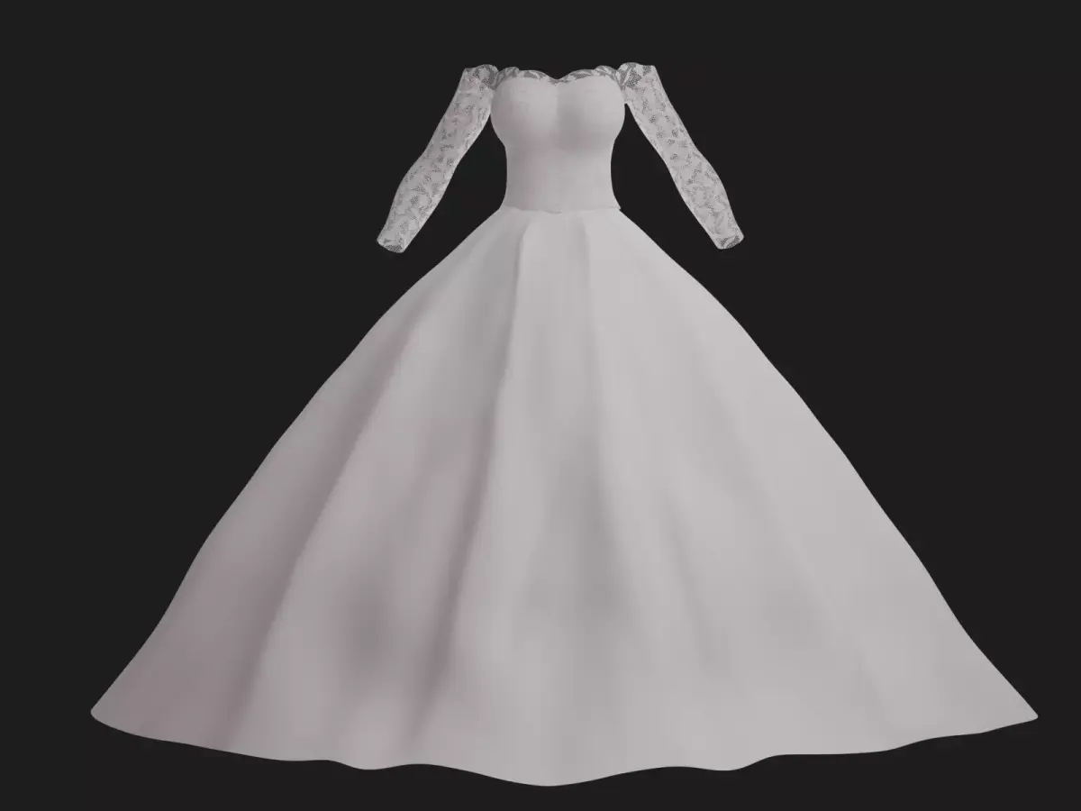 Weding dress V2 Low-poly 3D model