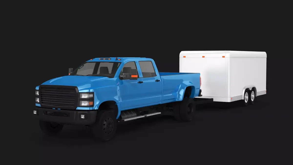 Large Pickup and Cargo Trailer 3D model
