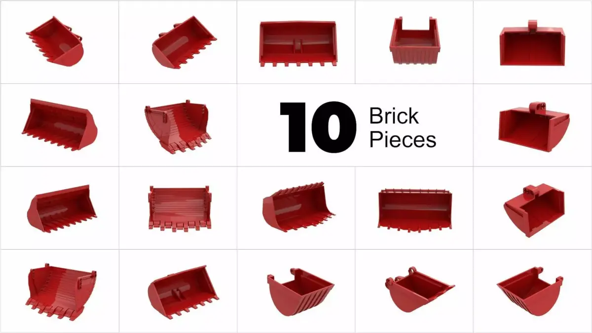 TwindBricks3D - 10 Technic Digger Bucket collection 3D print model
