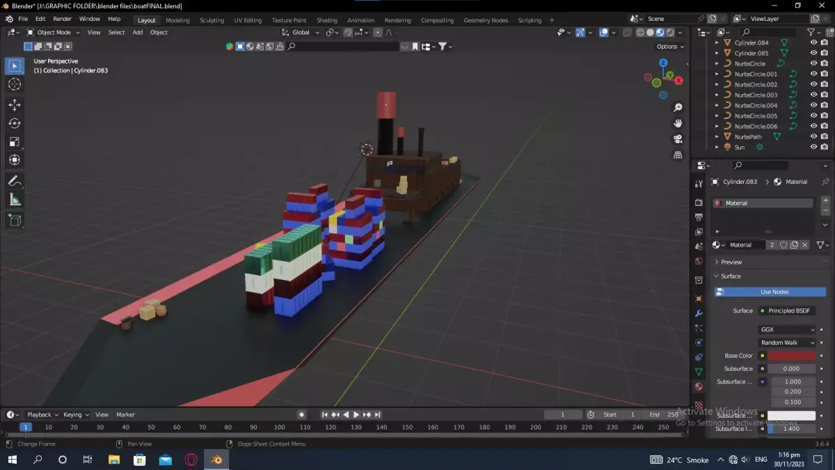 LOWPOLY CARGOSHIP Free 3D model