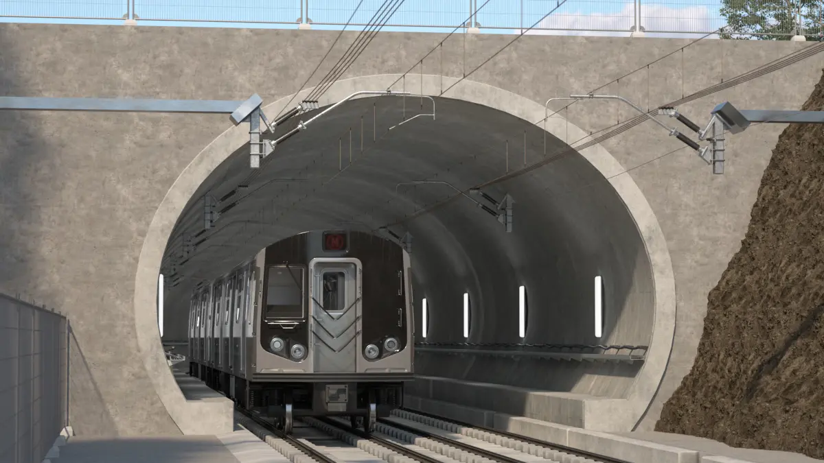 Subway Tunnel Section with Train 3D model