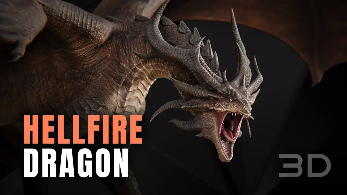 Hellfire Dragon Low-poly 3D model
