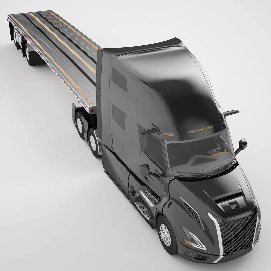 Semi Truck Generic Flat Trailer 03 3D model