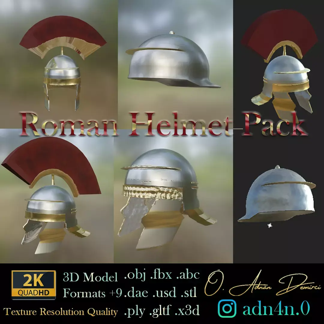 Ancient Rome Roman Helmet Pack Low-poly 3D model