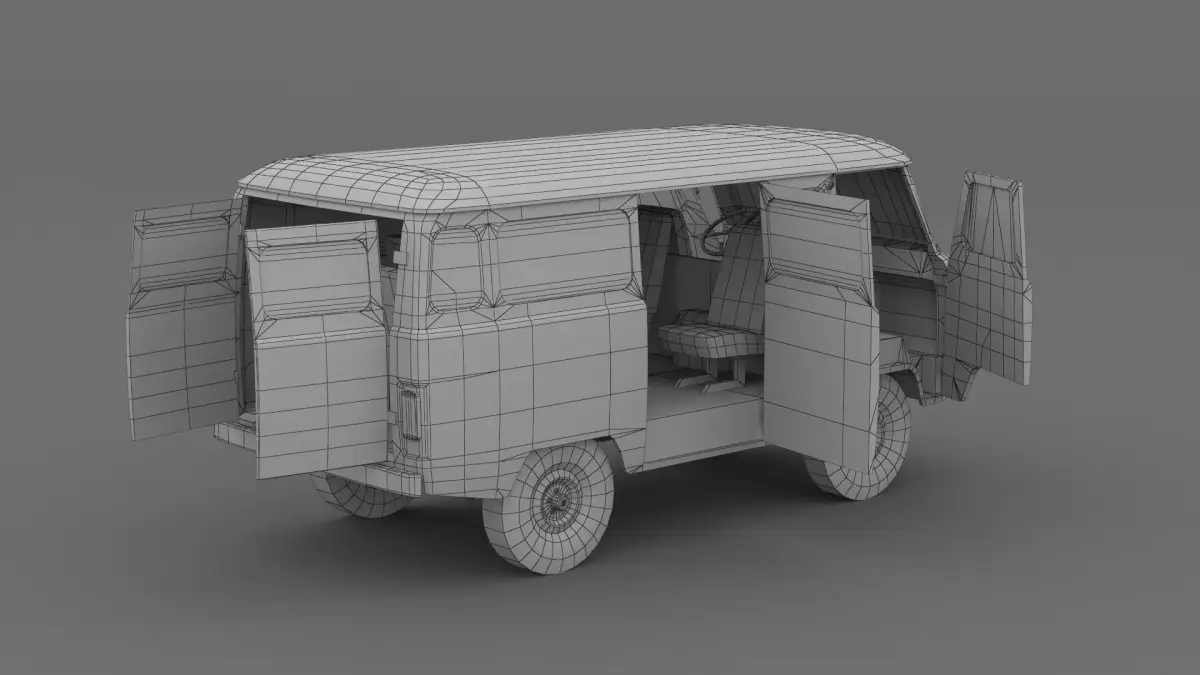 UAZ 2206 Bukhanka Low-poly 3D model
