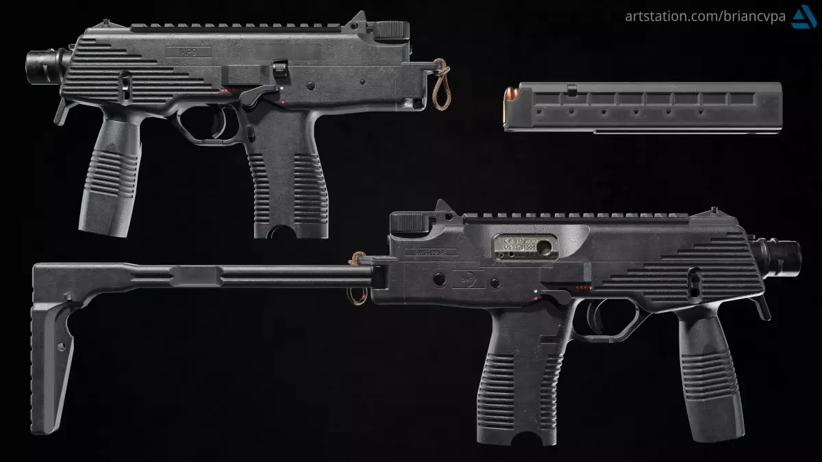 Brugger and Thomet MP9 Low-poly 3D model