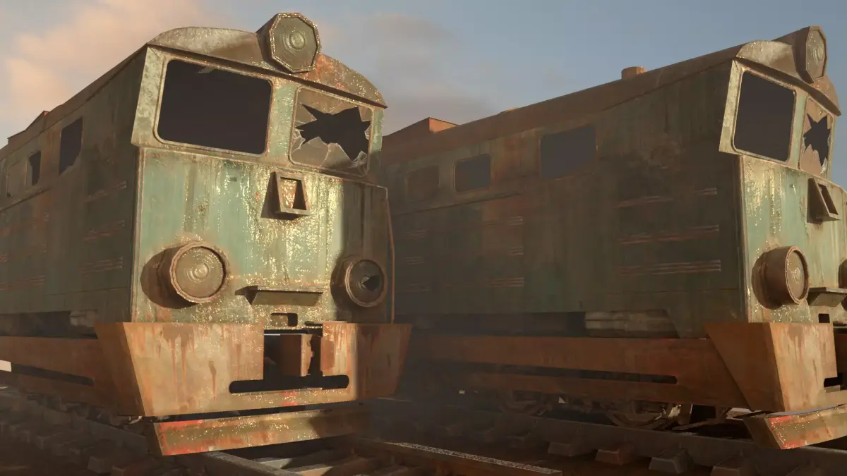 Abandoned train Low-poly 3D model purchase