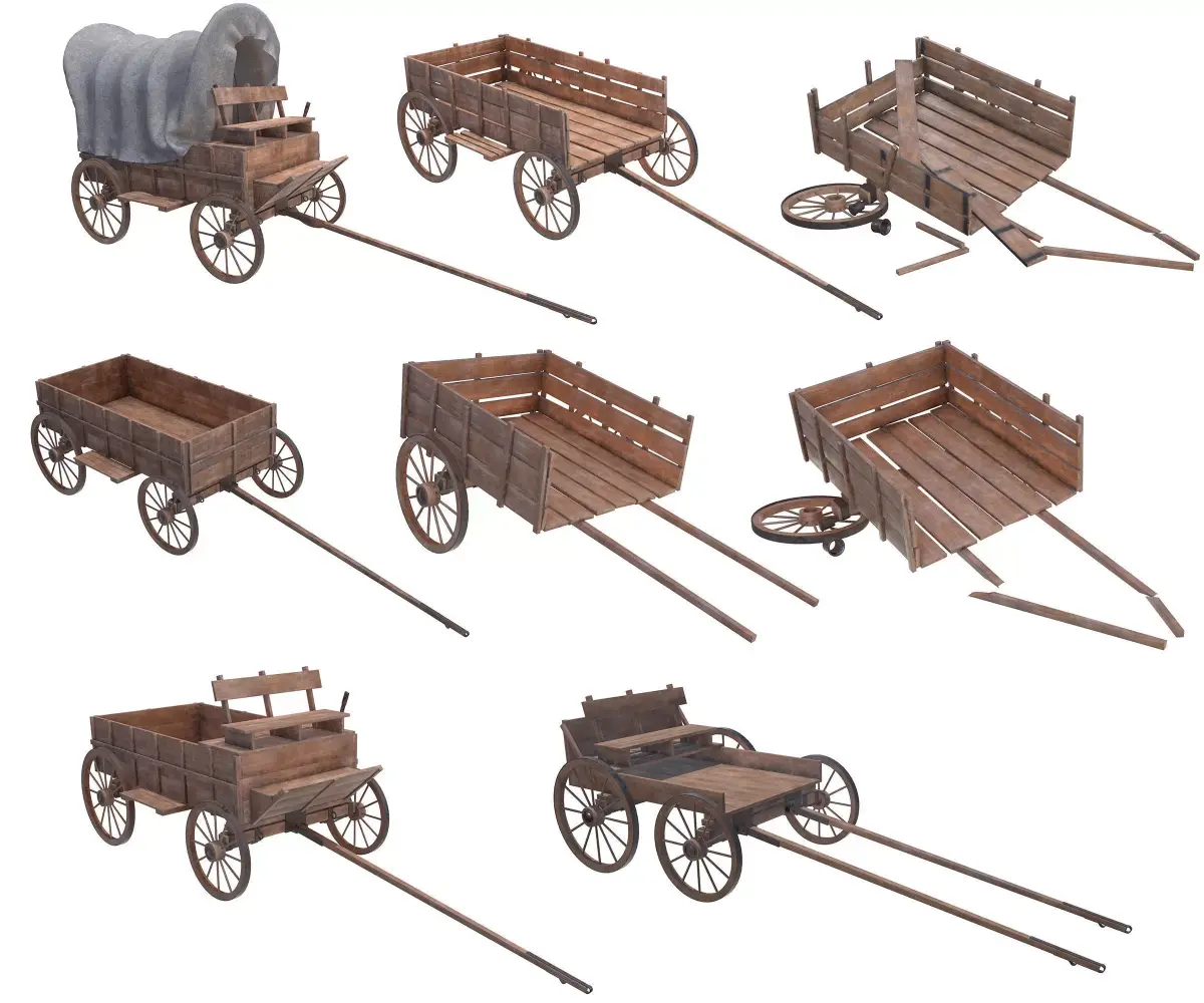 wooden wagons 3D model
