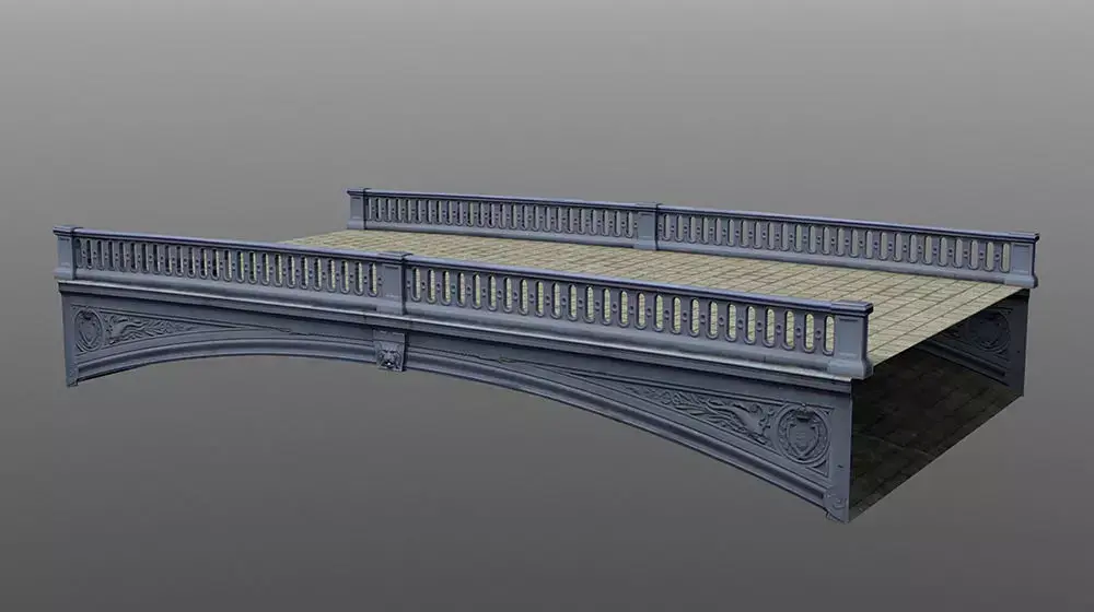 Canal bridge Low-poly 3D model