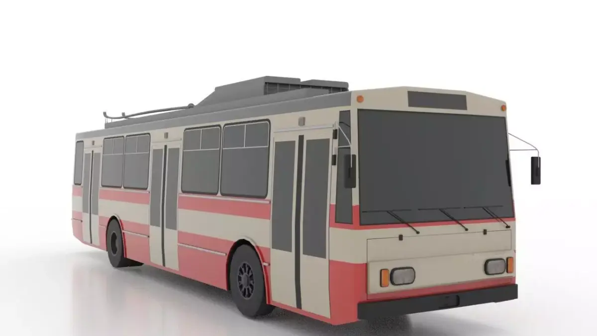 Trolleybus Skoda-14Tr Low Low-poly 3D model