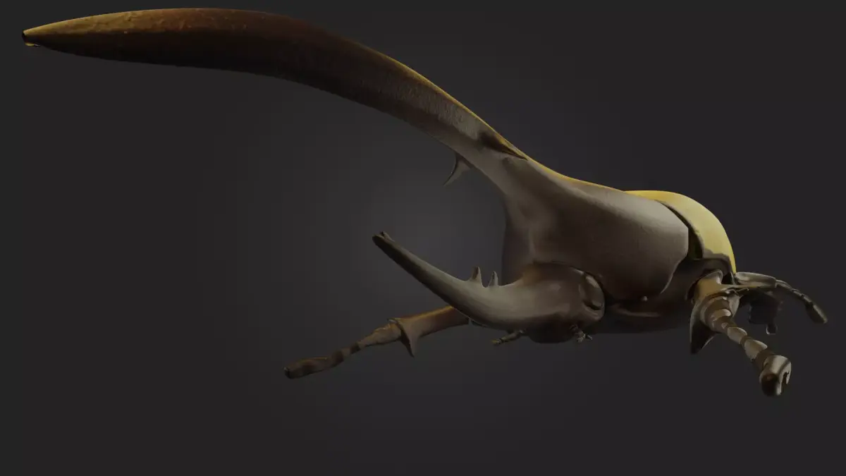 Beetle horned reptile with long tail Low-poly 3D model