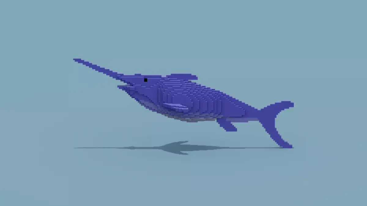 Voxel Swordfish Low-poly 3D model