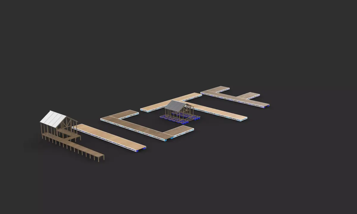 7 set of scaffolding tower Industrial stair floating doc   3D model
