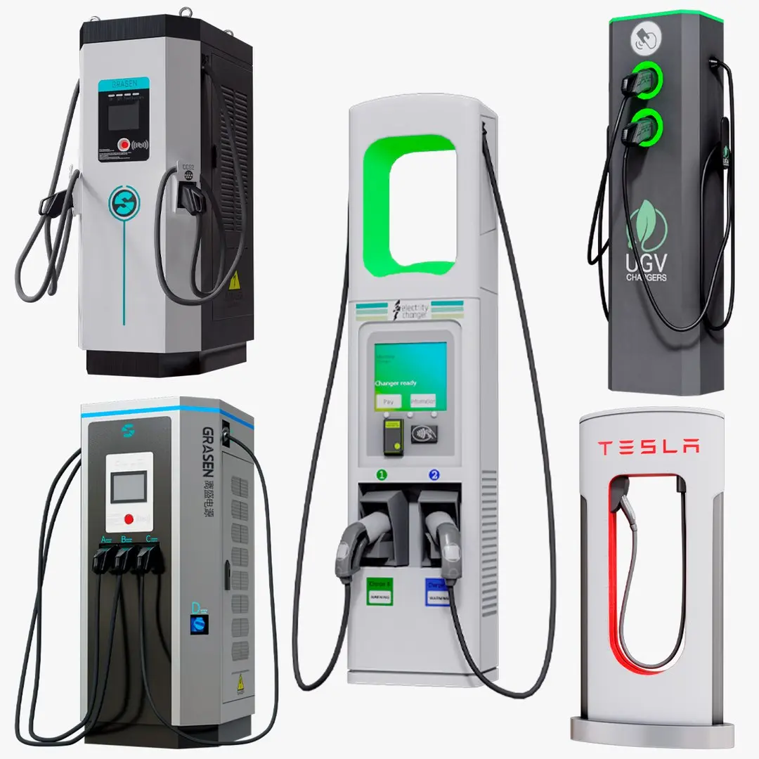 Electric Car Chargers X5 Collection PBR 3D model