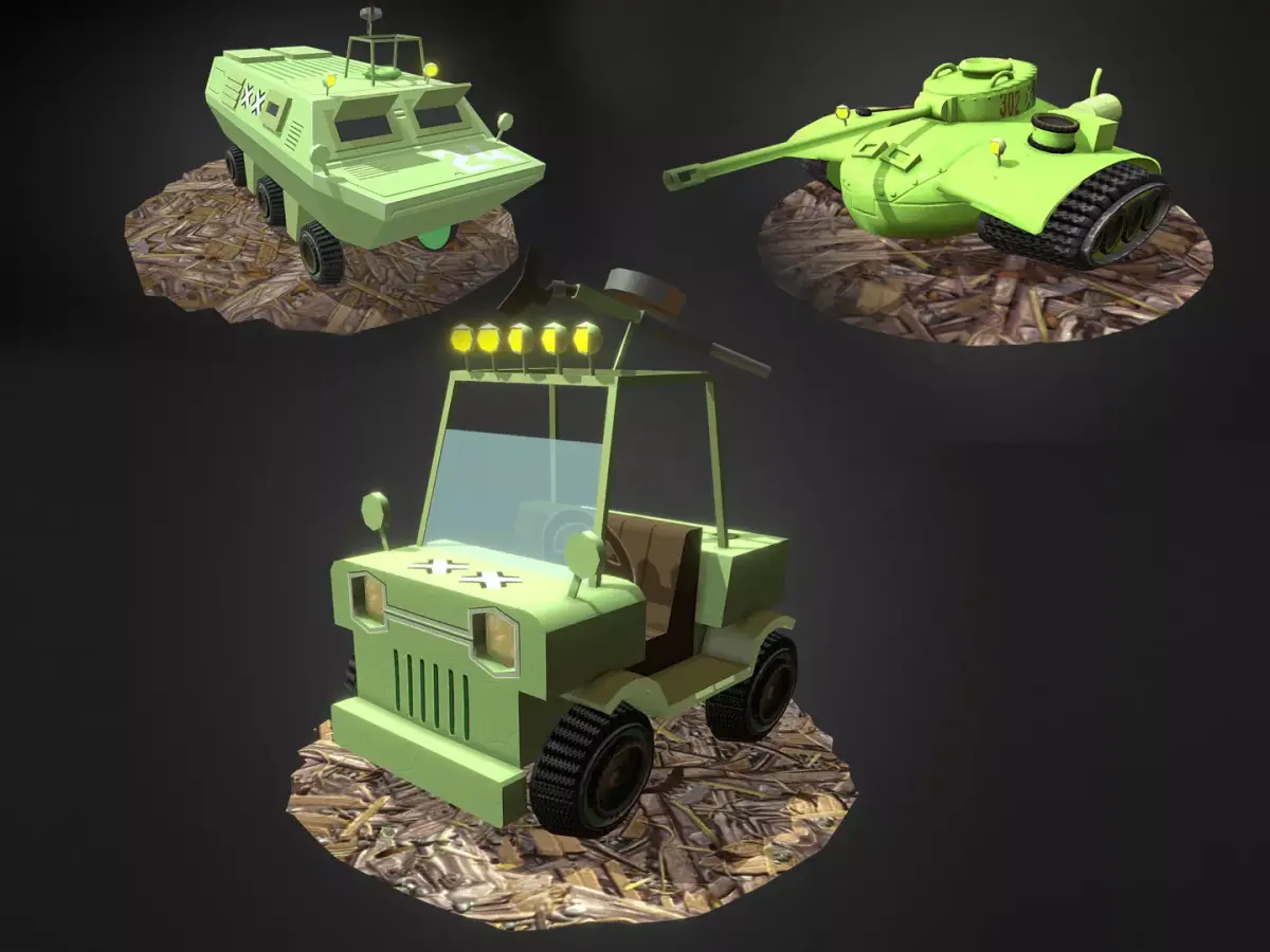 Lowpoly Military Vehicles 3D Model Pack