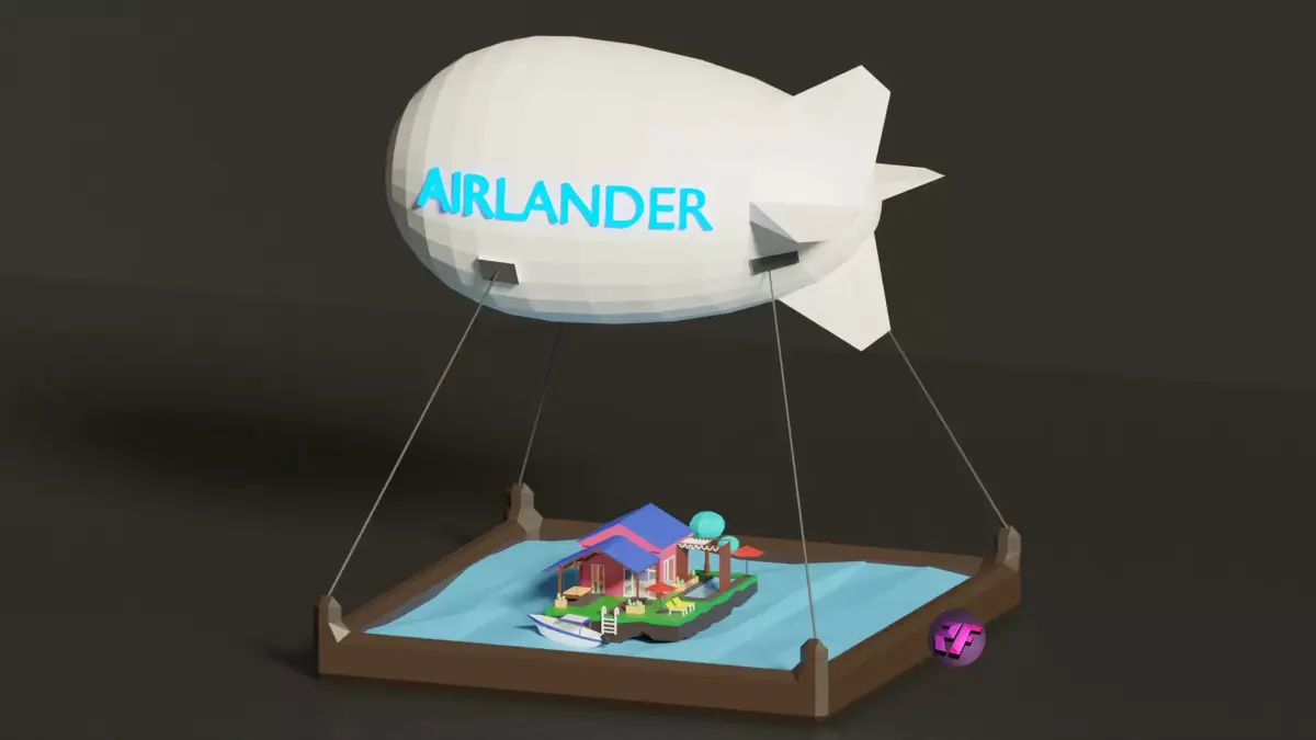 Airlander balloon airship with flying guest house Low-poly 3D model