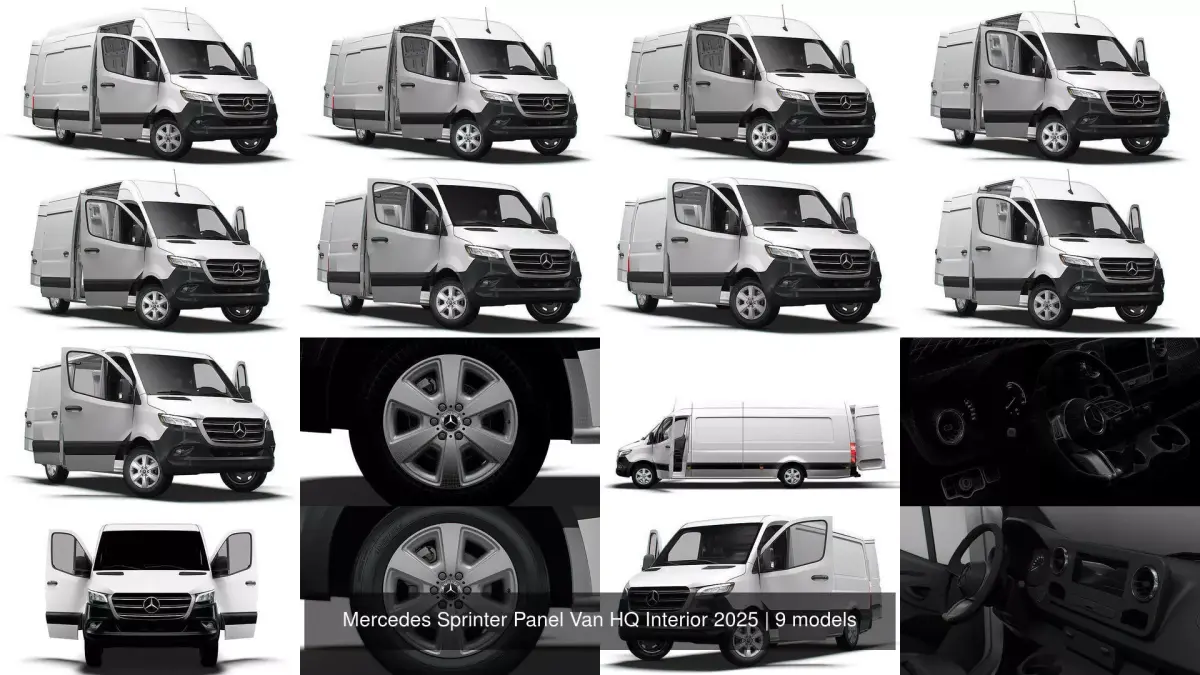 Mercedes Sprinter Panel Van HQ Interior 2025 3D Model Pack