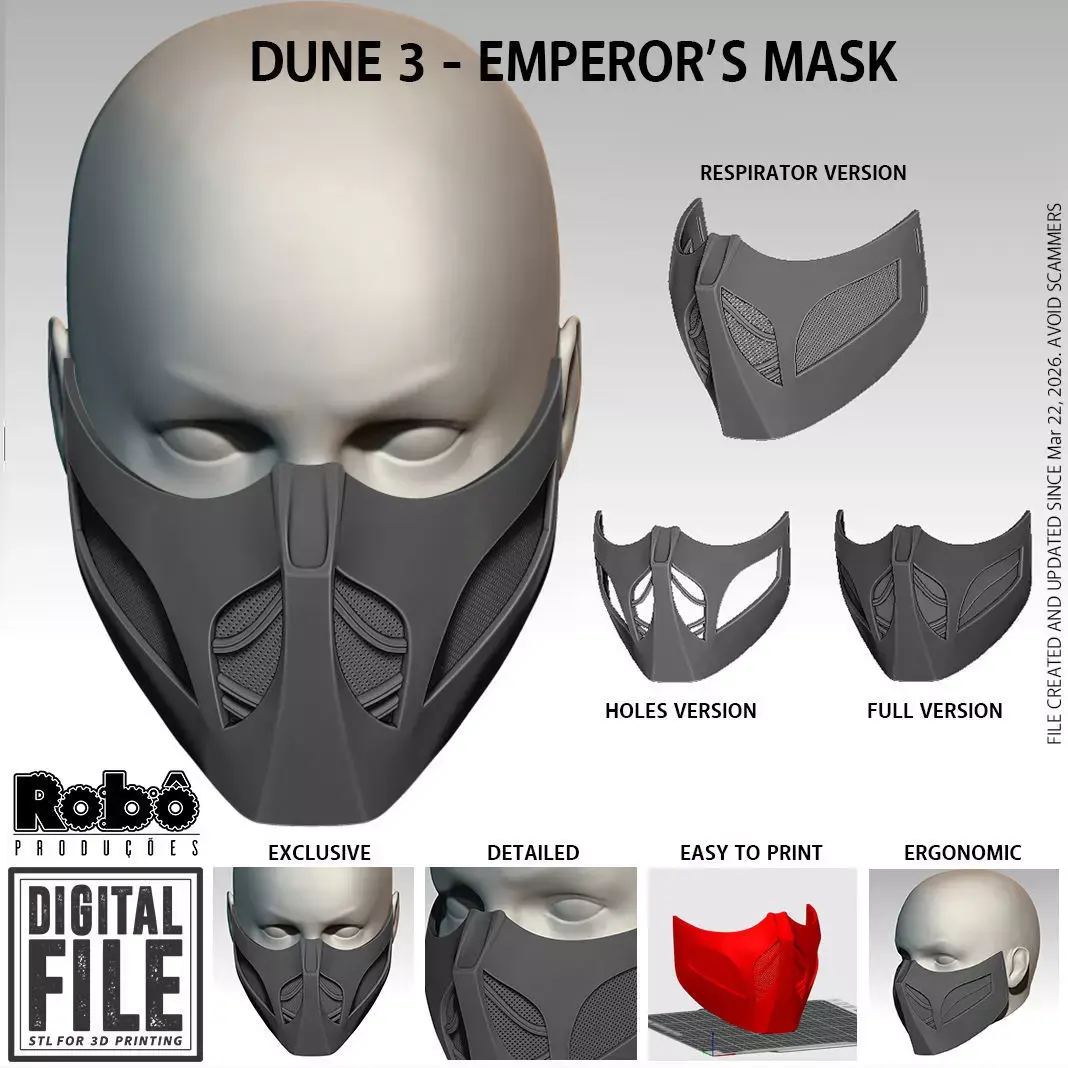 Dune 3 Mask - Paul Atreides Emperor Stillsuit mask 3D print model