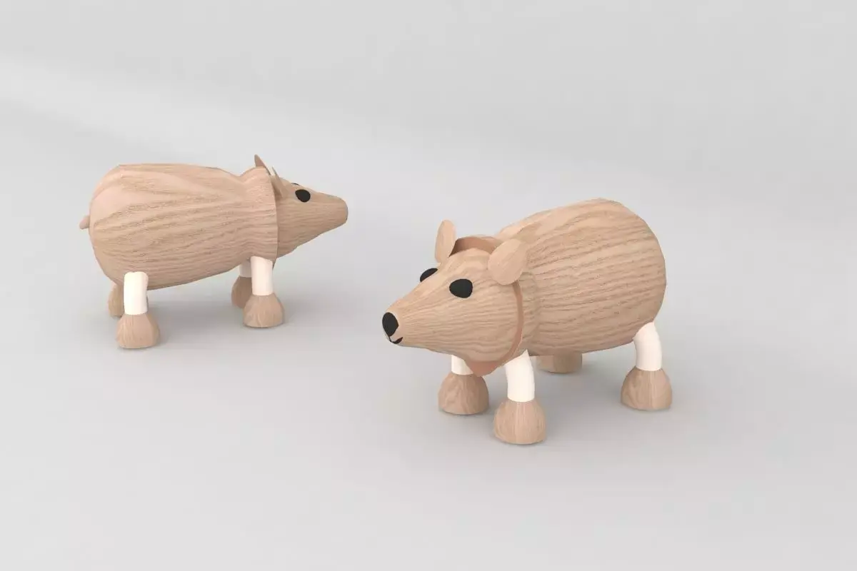 my son toy wooden bear Low-poly 3D model