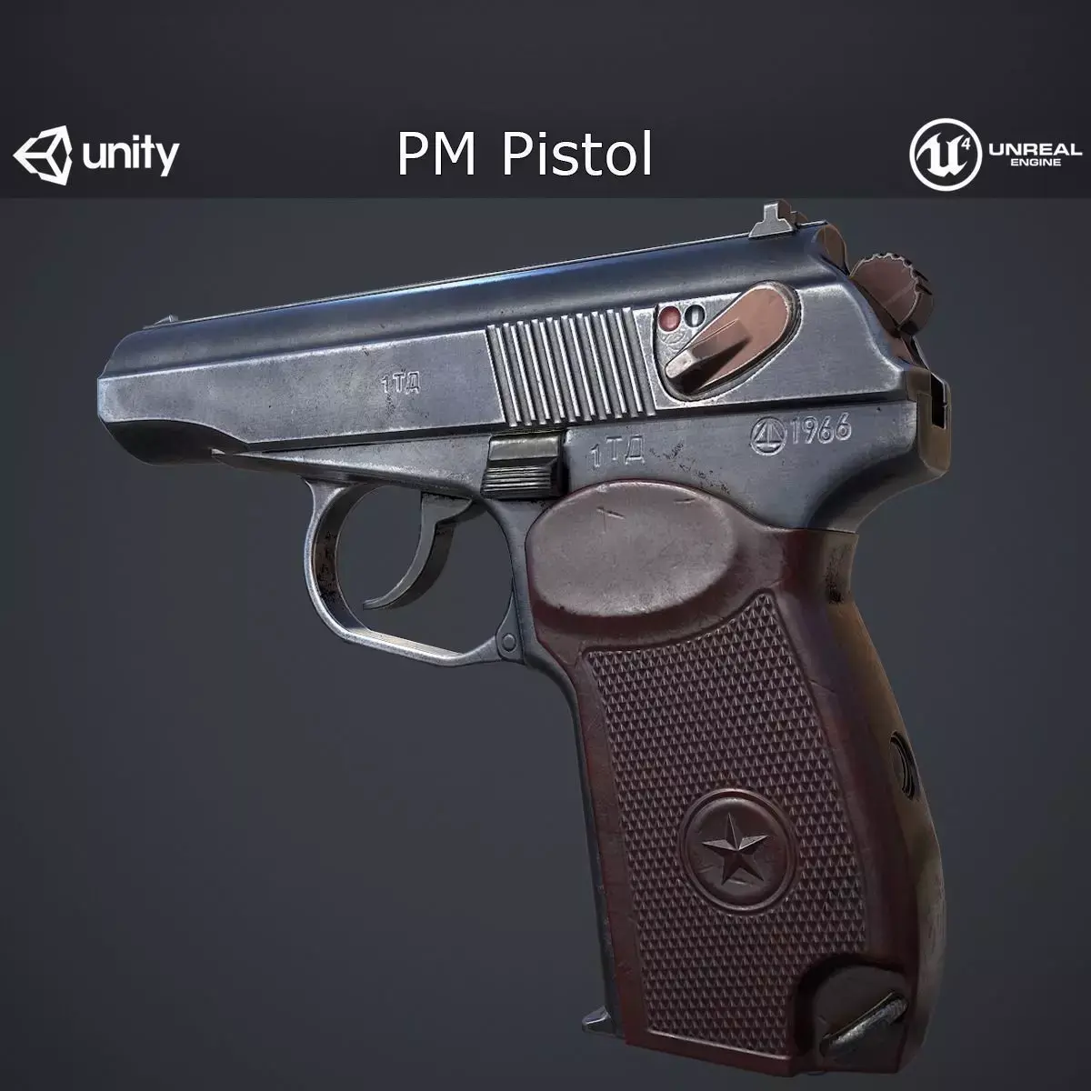 PM Pistol Low-poly 3D model purchase