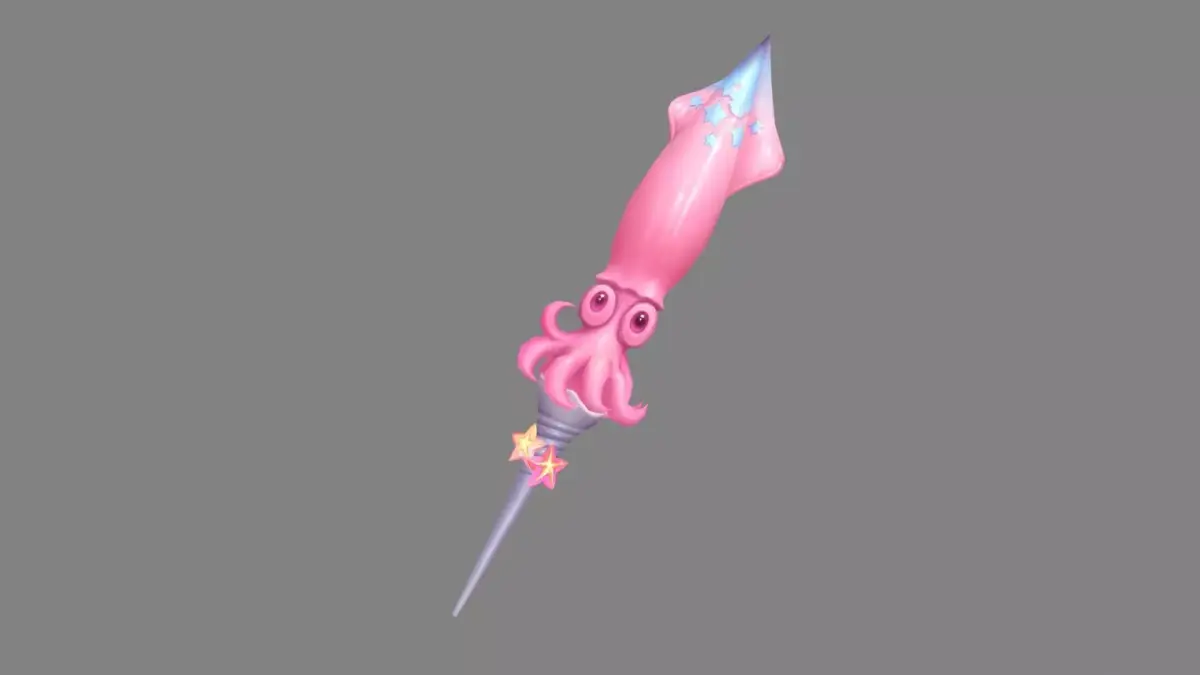Cartoon pink squid sword Low-poly 3D model