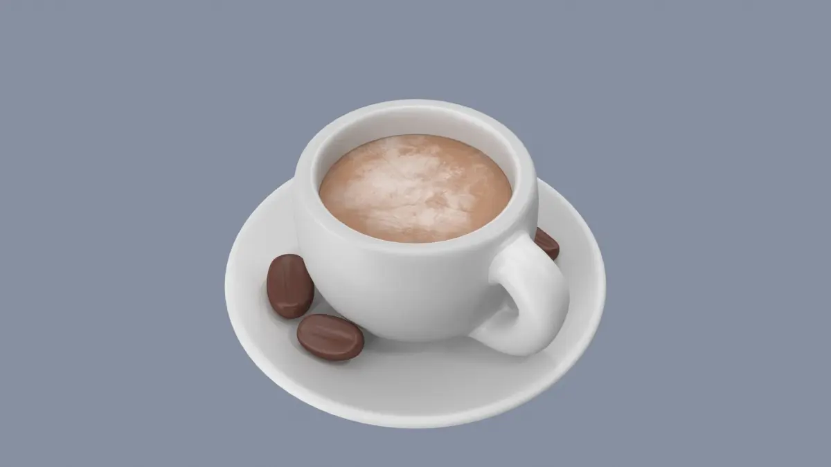 Coffee Cup and Beans 3D model