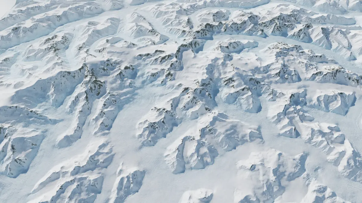 Alaskan Winter Mountain Range PBR Terrain 3D model